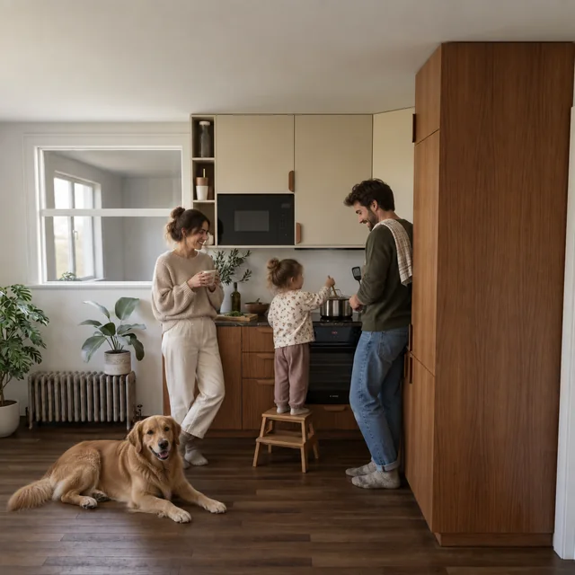 Source image: a family in a kitchen