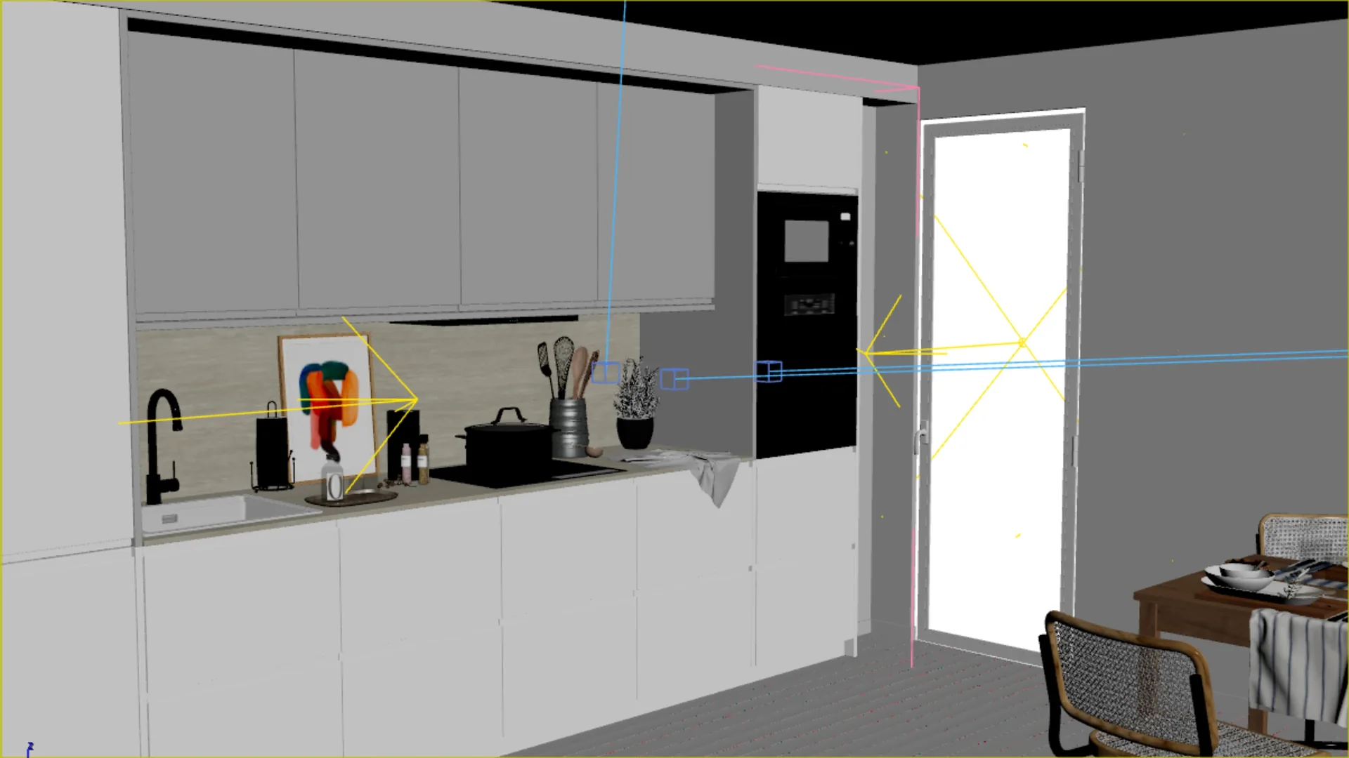 The same kitchen in the 3ds Max viewport